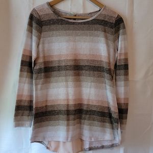 Pink blush striped light open back sweater